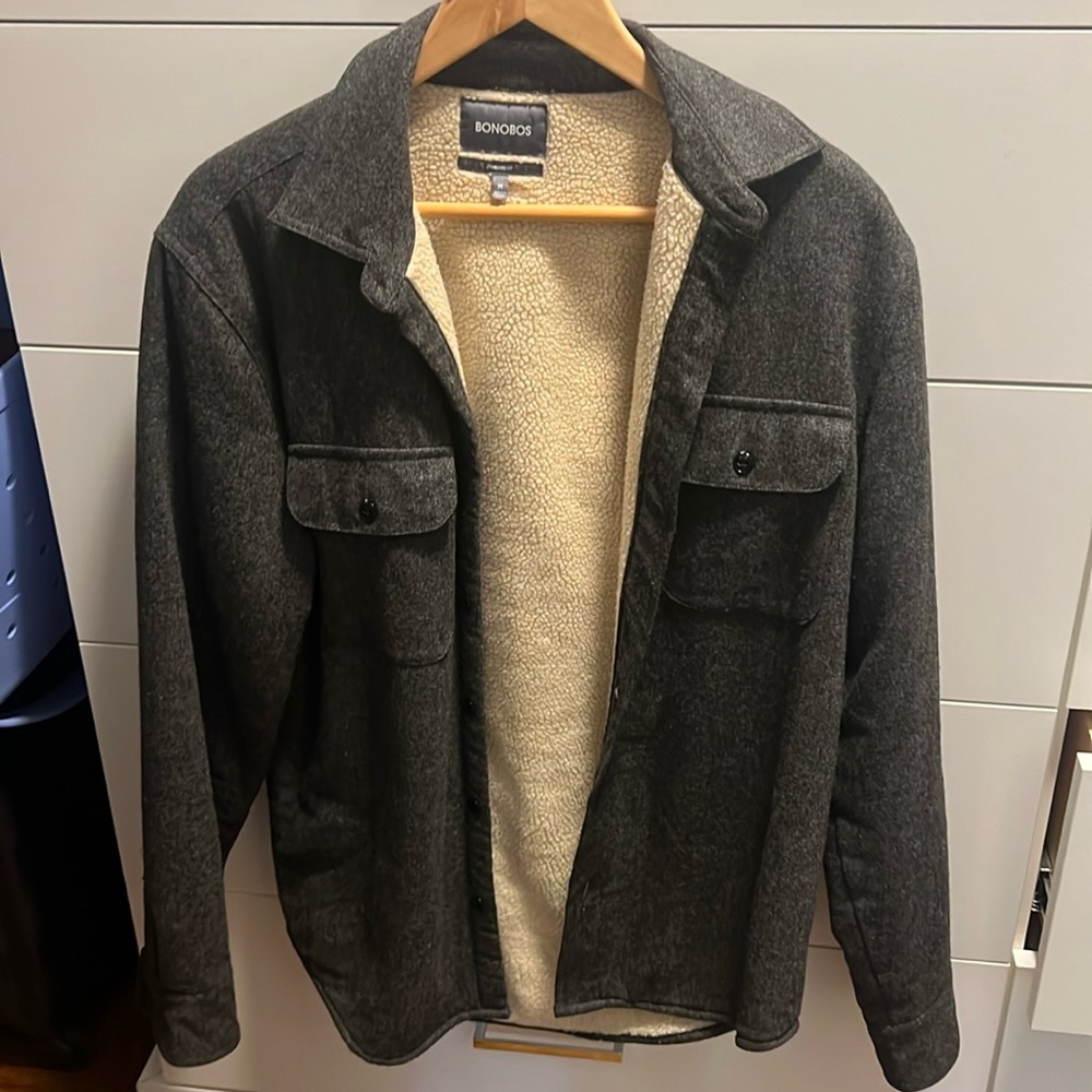 Bonobos Men’s M Charcoal Sherpa Lined Shirt Jacket